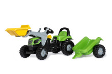 ROLLY TOYS Traktor šlapací DEUTZ FAHR s čelním nakladačem a návěsem