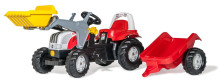 ROLLY TOYS Traktor šlapací STEYR CVT 6165 s čelním nakladačem a návěsem